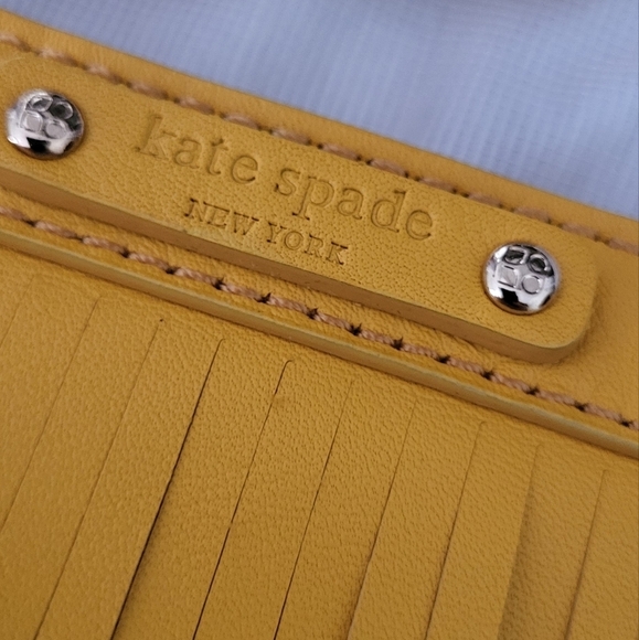 Kate Spade Yuma Fringe Marigold Yellow Leather Wristlet - Picture 3 of 12